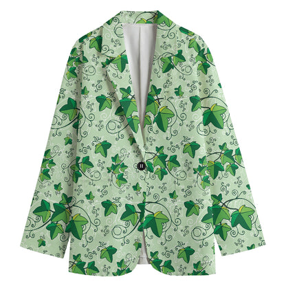 Christmas Ivy Leaf Pattern Print Women's Blazer