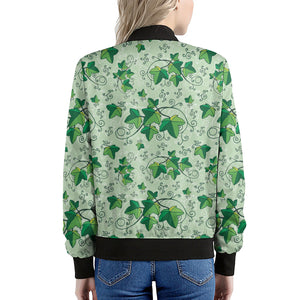 Christmas Ivy Leaf Pattern Print Women's Bomber Jacket