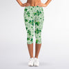 Christmas Ivy Leaf Pattern Print Women's Capri Leggings