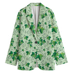 Christmas Ivy Leaf Pattern Print Women's Cotton Blazer