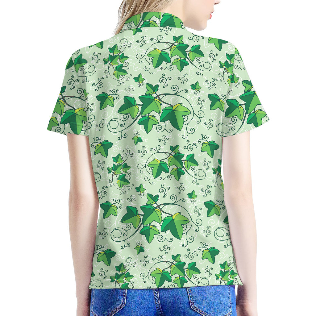 Christmas Ivy Leaf Pattern Print Women's Polo Shirt