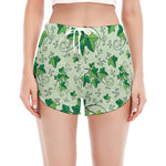 Christmas Ivy Leaf Pattern Print Women's Split Running Shorts