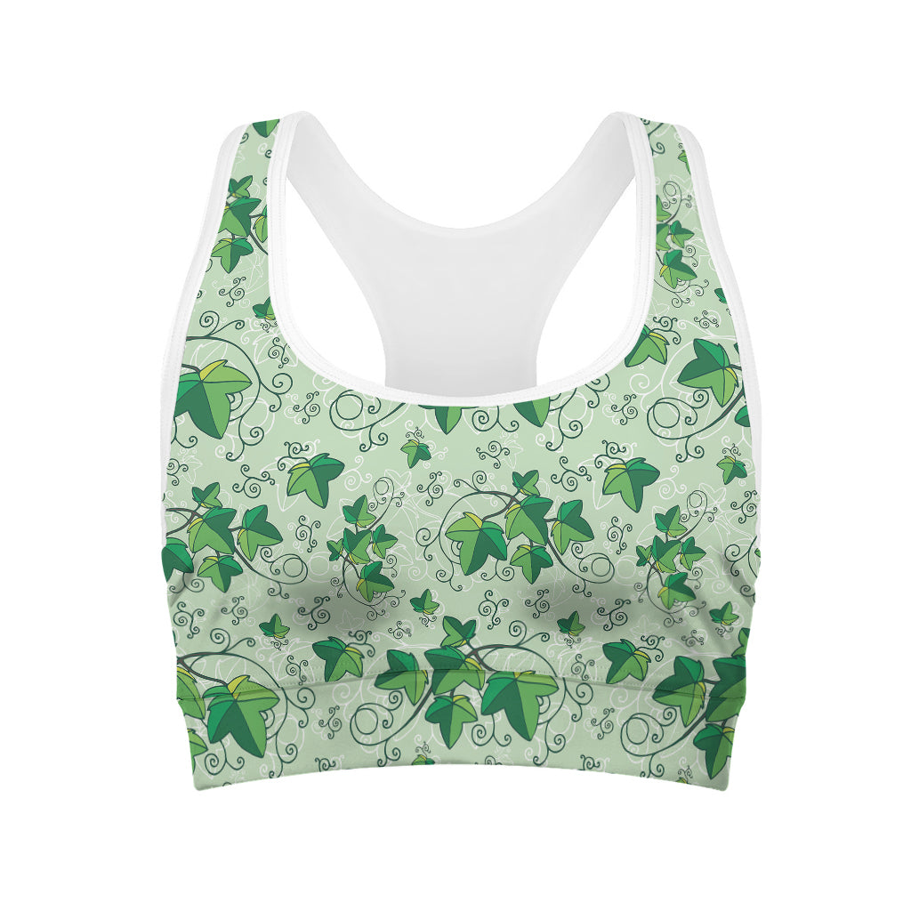 Christmas Ivy Leaf Pattern Print Women's Sports Bra