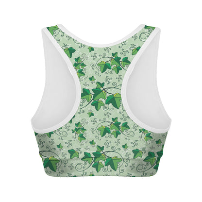 Christmas Ivy Leaf Pattern Print Women's Sports Bra