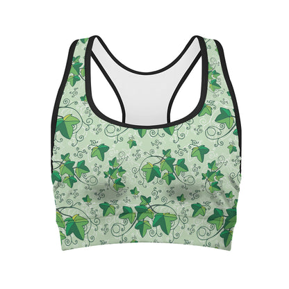 Christmas Ivy Leaf Pattern Print Women's Sports Bra