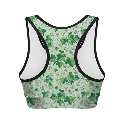 Christmas Ivy Leaf Pattern Print Women's Sports Bra