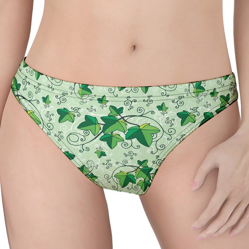 Christmas Ivy Leaf Pattern Print Women's Thong