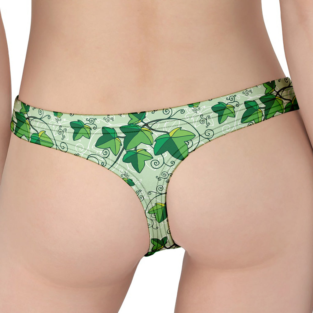 Christmas Ivy Leaf Pattern Print Women's Thong