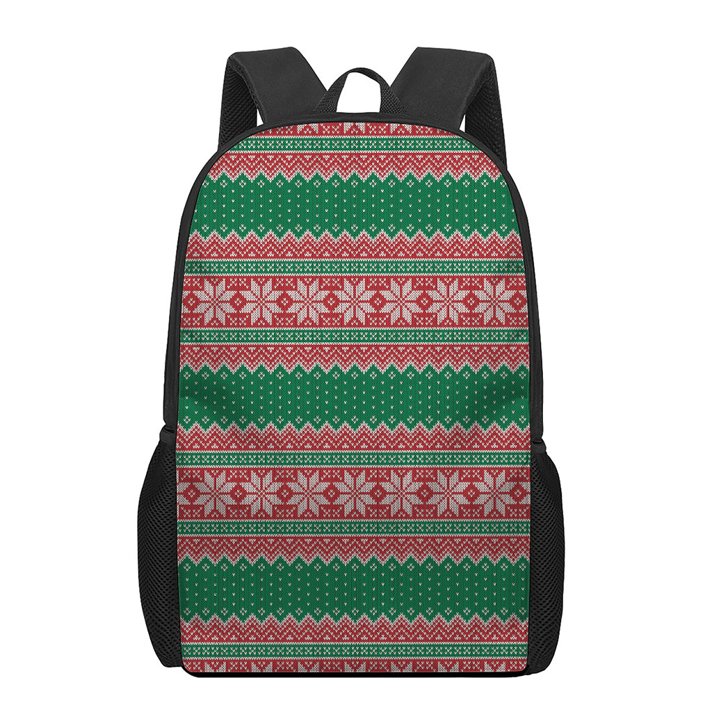 Christmas Knitted Pattern Print 17 Inch Backpack