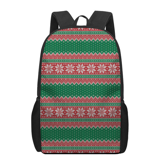 Christmas Knitted Pattern Print 17 Inch Backpack