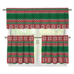 Christmas Knitted Pattern Print 3 Piece Kitchen Curtains