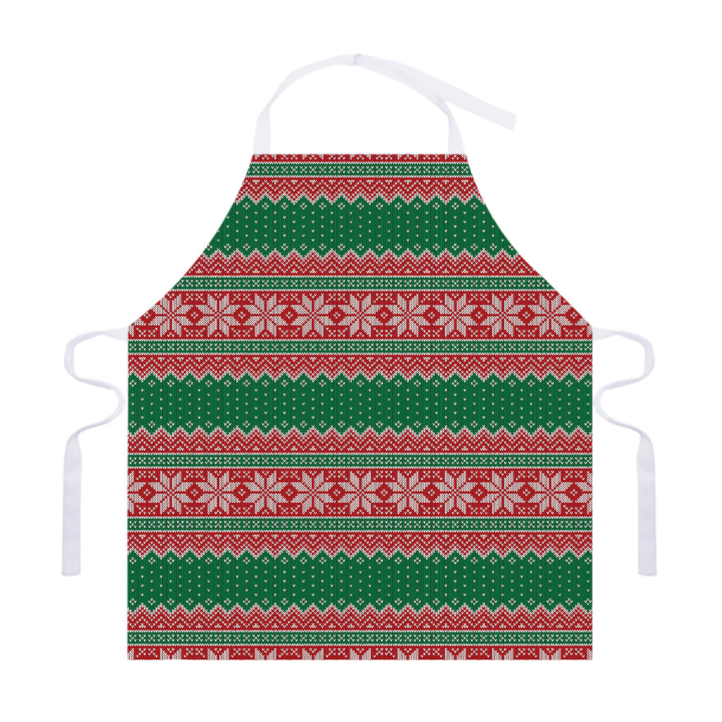 Christmas Knitted Pattern Print Adjustable Apron