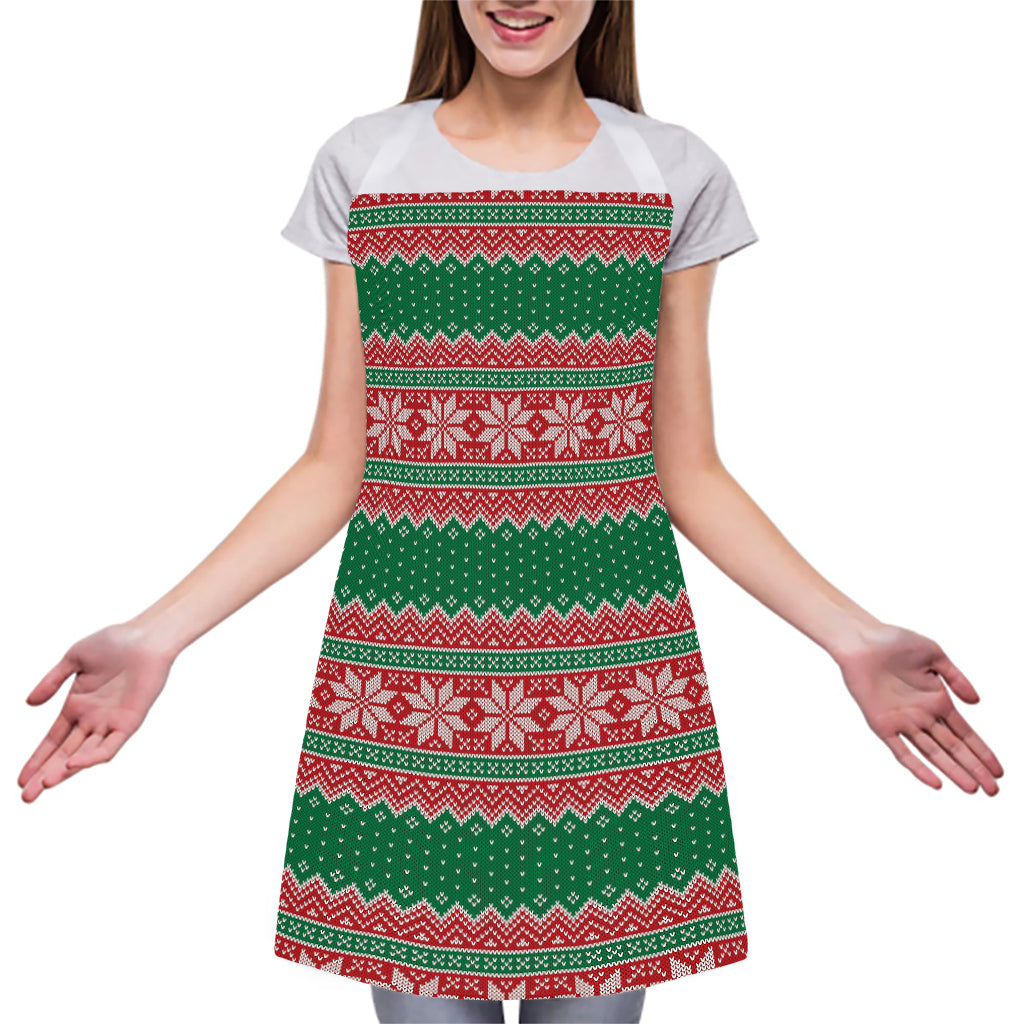 Christmas Knitted Pattern Print Adjustable Apron