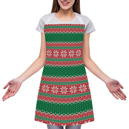 Christmas Knitted Pattern Print Adjustable Apron