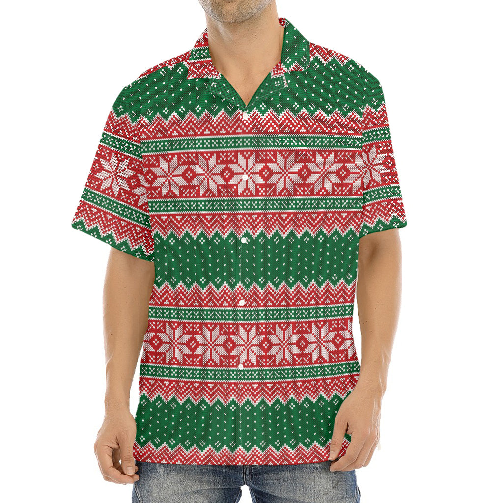Christmas Knitted Pattern Print Aloha Shirt