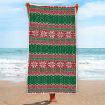 Christmas Knitted Pattern Print Beach Towel