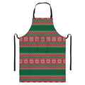 Christmas Knitted Pattern Print Bib Apron With Pocket
