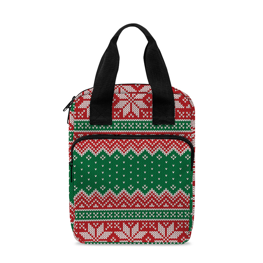 Christmas Knitted Pattern Print Bible Tote Bag