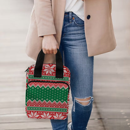 Christmas Knitted Pattern Print Bible Tote Bag
