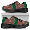 Christmas Knitted Pattern Print Black Chunky Shoes