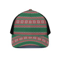 Christmas Knitted Pattern Print Black Mesh Trucker Hat