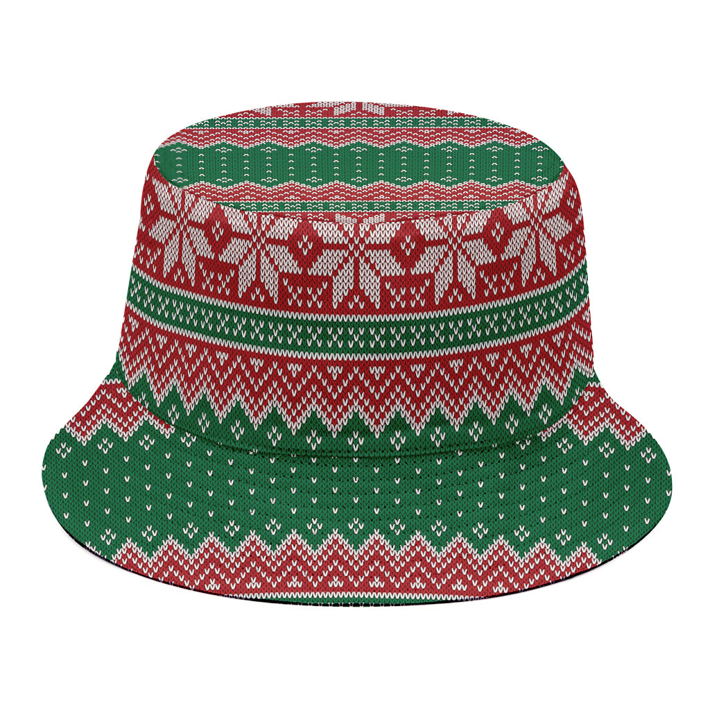 Christmas Knitted Pattern Print Bucket Hat