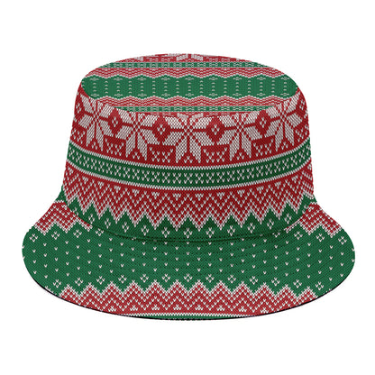 Christmas Knitted Pattern Print Bucket Hat