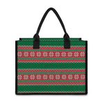Christmas Knitted Pattern Print Canvas Tote Bag