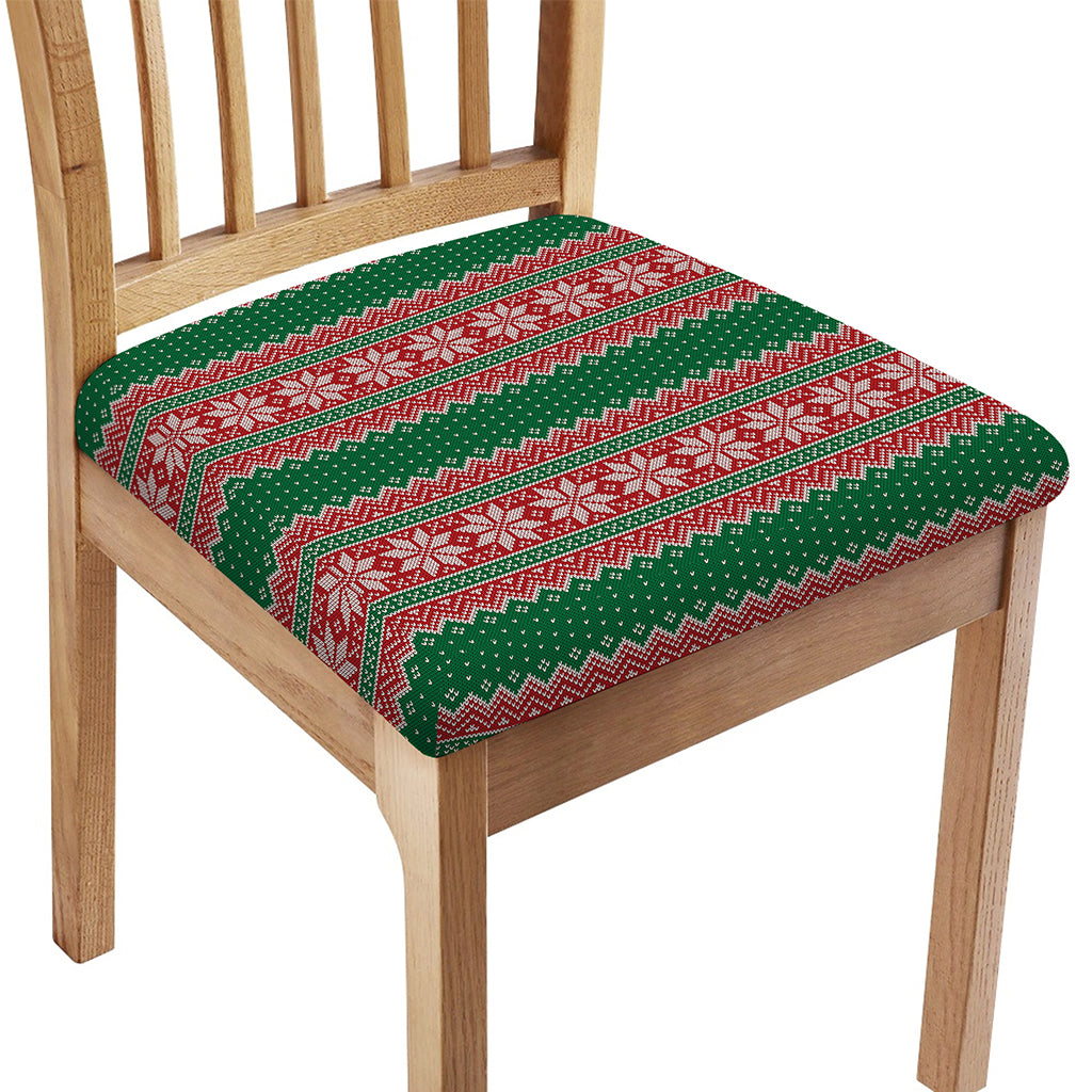 Christmas Knitted Pattern Print Chair Cushion Cover