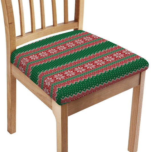 Christmas Knitted Pattern Print Chair Cushion Cover