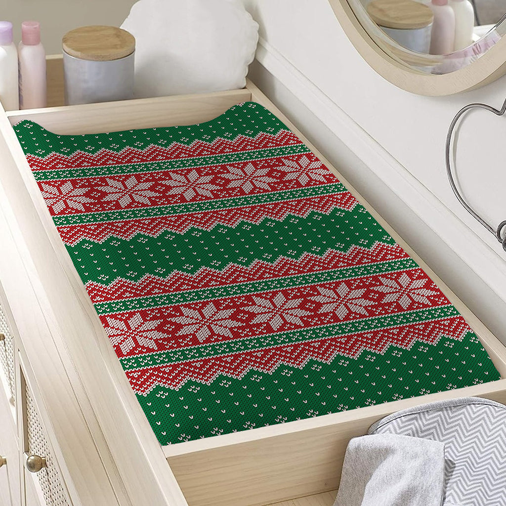 Christmas Knitted Pattern Print Changing Pad Cover
