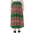 Christmas Knitted Pattern Print Chiffon Maxi Skirt