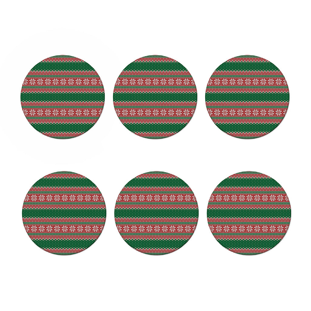 Christmas Knitted Pattern Print Coaster Set