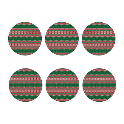 Christmas Knitted Pattern Print Coaster Set