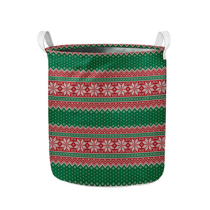 Christmas Knitted Pattern Print Collapsible Laundry Basket