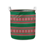 Christmas Knitted Pattern Print Collapsible Laundry Basket
