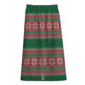 Christmas Knitted Pattern Print Cotton Front Slit Maxi Skirt