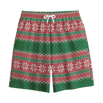 Christmas Knitted Pattern Print Cotton Shorts