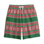 Christmas Knitted Pattern Print Cotton Shorts