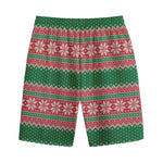 Christmas Knitted Pattern Print Cotton Shorts