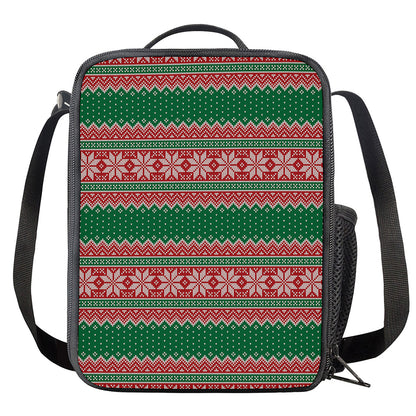 Christmas Knitted Pattern Print Crossbody Lunch Bag