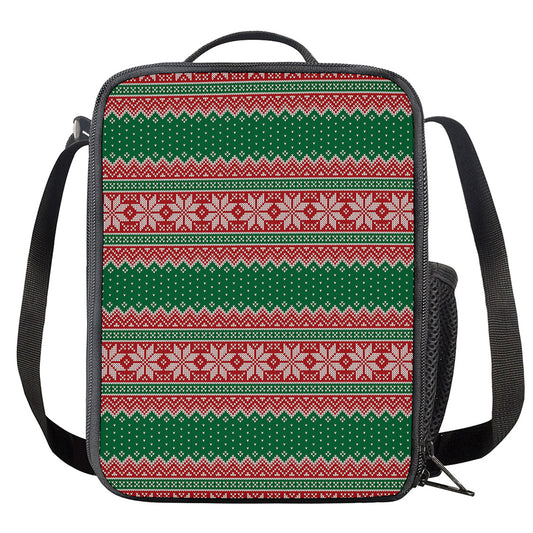 Christmas Knitted Pattern Print Crossbody Lunch Bag