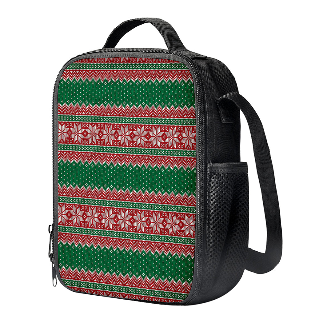 Christmas Knitted Pattern Print Crossbody Lunch Bag