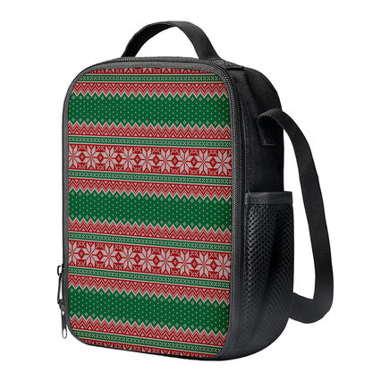 Christmas Knitted Pattern Print Crossbody Lunch Bag