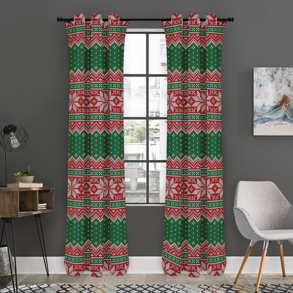 Christmas Knitted Pattern Print Curtain