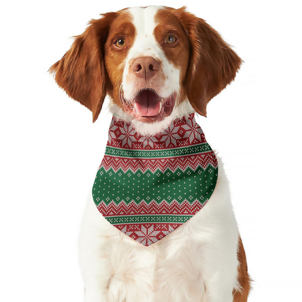 Christmas Knitted Pattern Print Dog Bandana