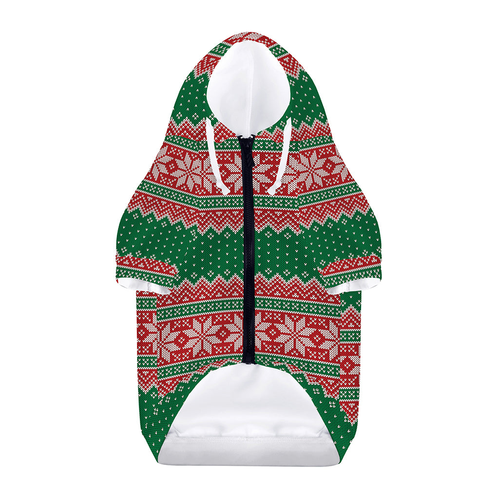 Christmas Knitted Pattern Print Dog Zip Up Hoodie
