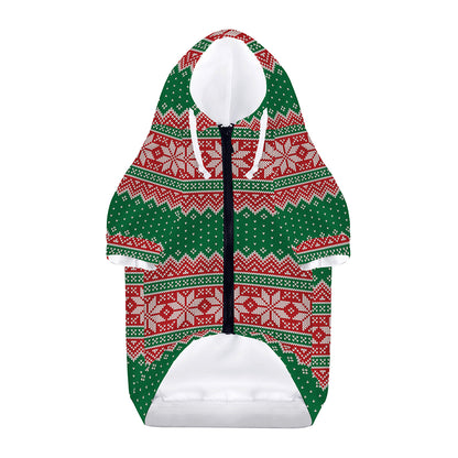 Christmas Knitted Pattern Print Dog Zip Up Hoodie