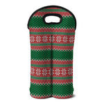 Christmas Knitted Pattern Print Double Neoprene Wine Tote