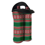 Christmas Knitted Pattern Print Double Neoprene Wine Tote